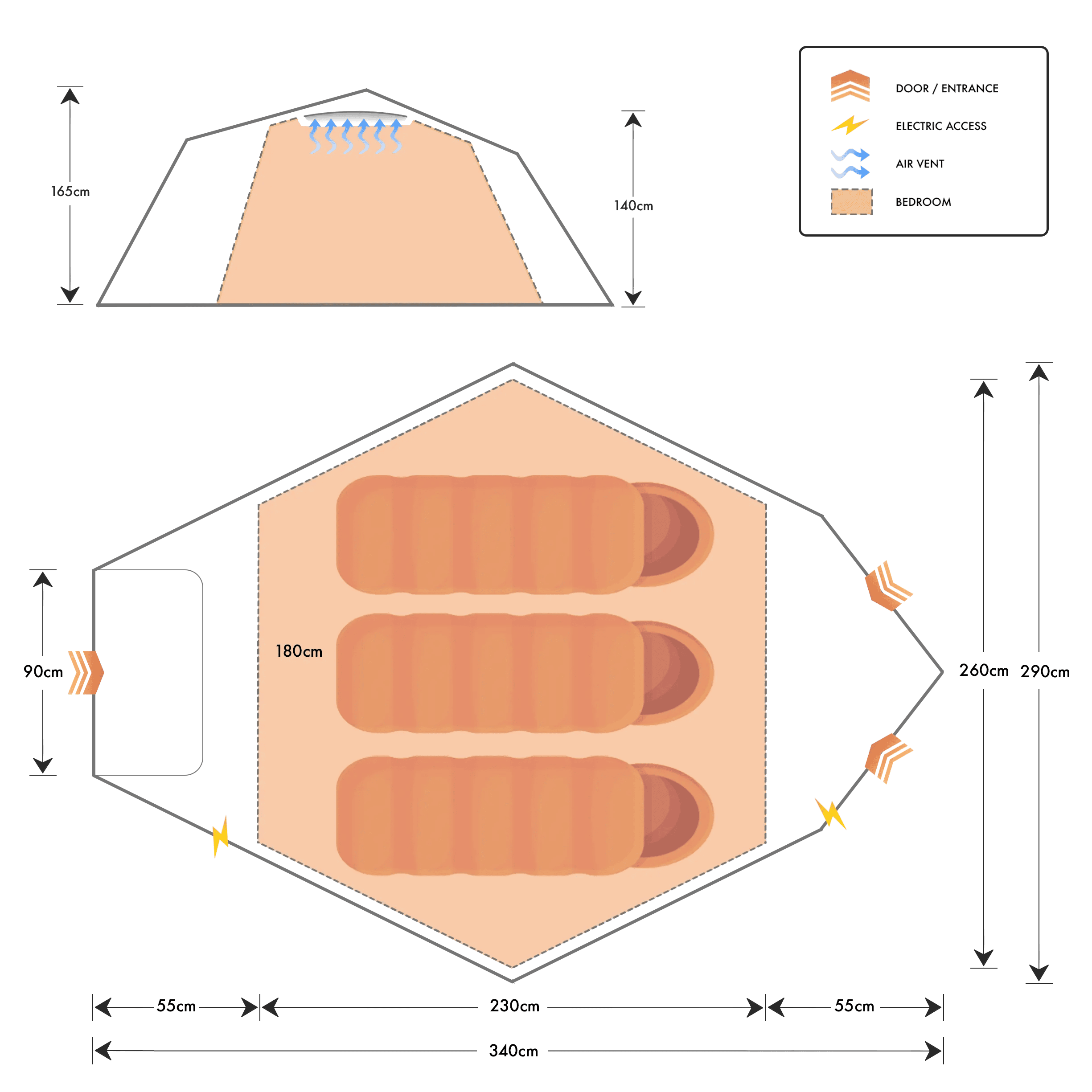 LocTek Igloo MK3 Fast Pitch Tent - 3 Man Tent Khyam