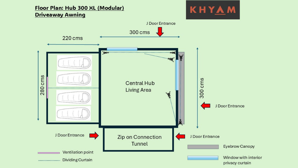 KHYAM HUB 300 XL (MODULAR) DRIVEAWAY AWNING (LOW)