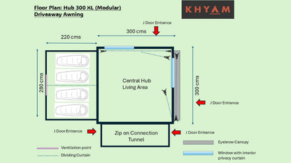 KHYAM HUB 300 XL (MODULAR) DRIVEAWAY AWNING (LOW)